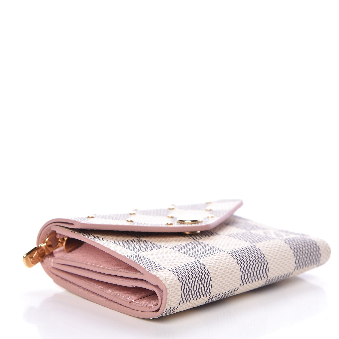 Damier Azur Studded Zoe Wallet Rose Ballerine