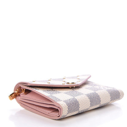 Louis Vuitton Damier Azur Studded Zoe Wallet Rose Ballerine 4 of 7
