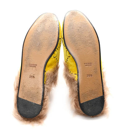 Gucci Velvet GG Monogram Fur Womens Princetown Slippers 35.5 Sunny Beige Mud Natural 6 of 9