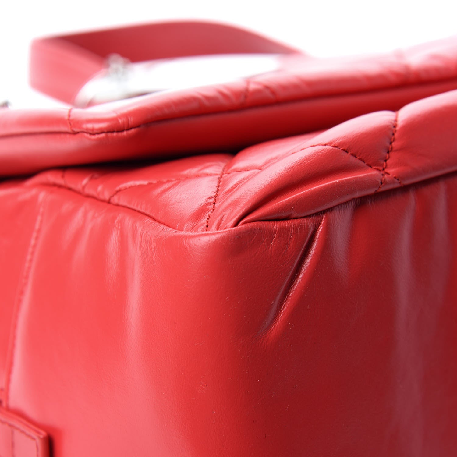 Chanel Aged Calfskin Quilted Medium Express Bowling Bag Red 8 of 12