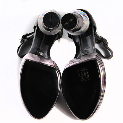 Chanel Sequined Goatskin Light Bulb Heels 39 Black 5 of 9