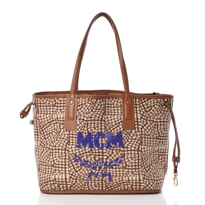 MCM Visetos Medium Liz Reversible Shopper Tote Cognac 4 of 17