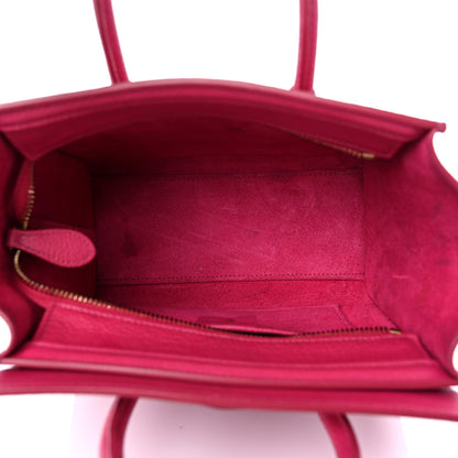 Celine Drummed Calfskin Nano Luggage Fuchsia 5 of 19