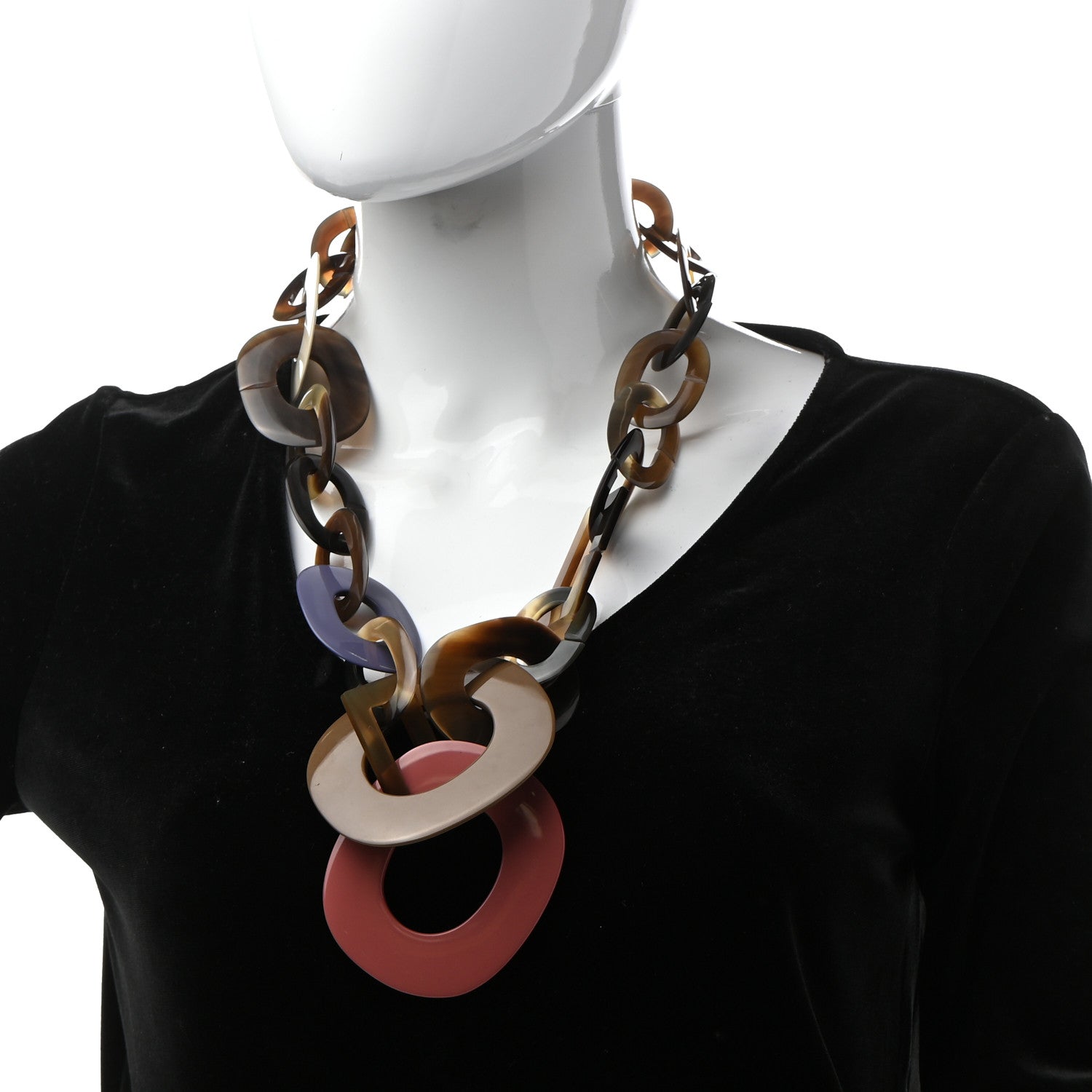 Hermes Lacquered Wood Buffalo Horn Duncan Necklace 2 of 5