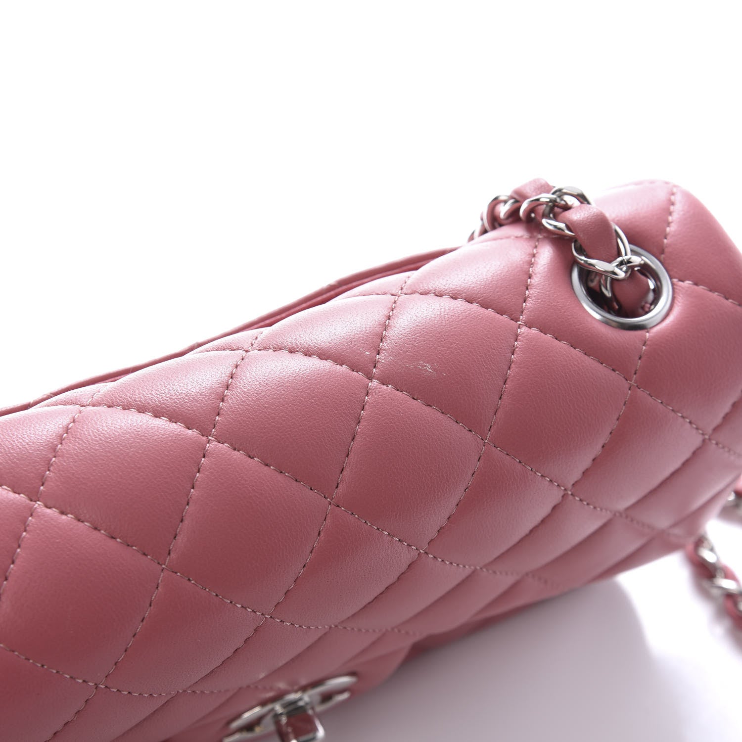 Chanel Lambskin Quilted Mini Rectangular Flap Pink 10 of 11