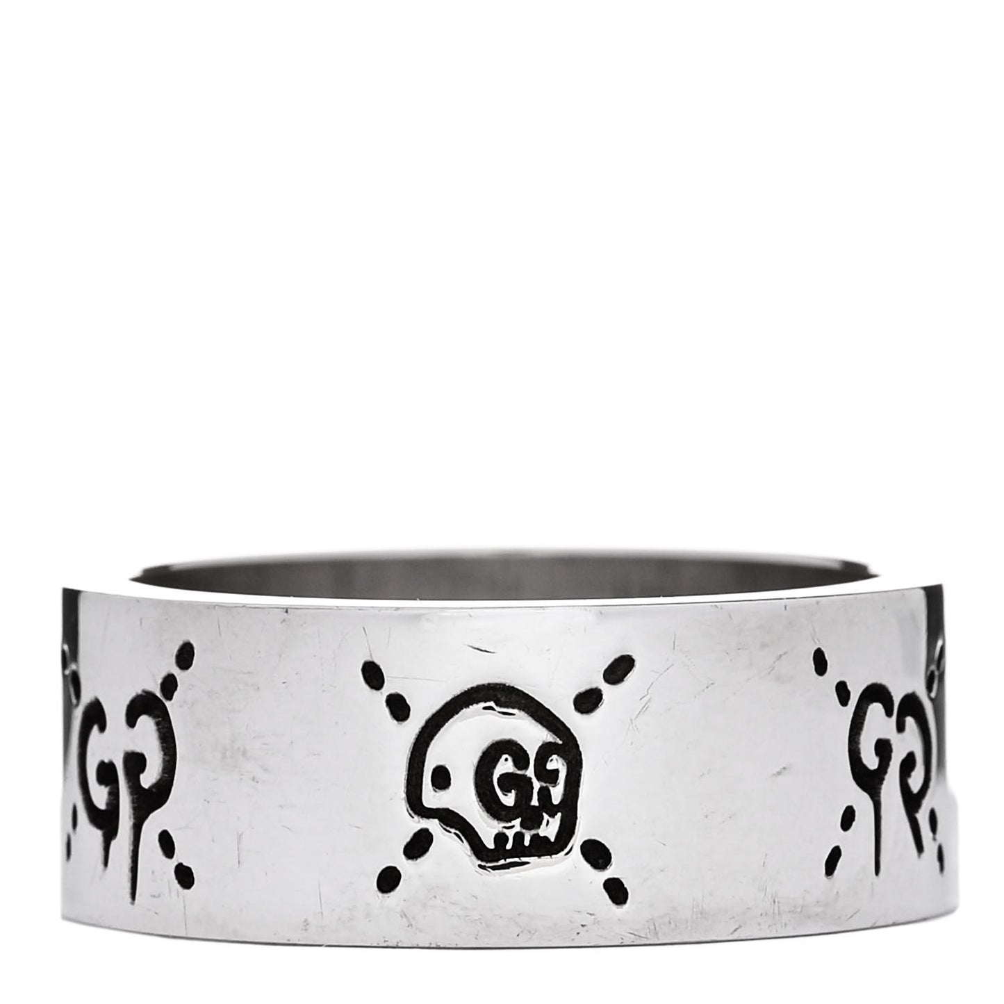 Sterling Silver GucciGhost Hamlet Skull Band Ring 63 10.5