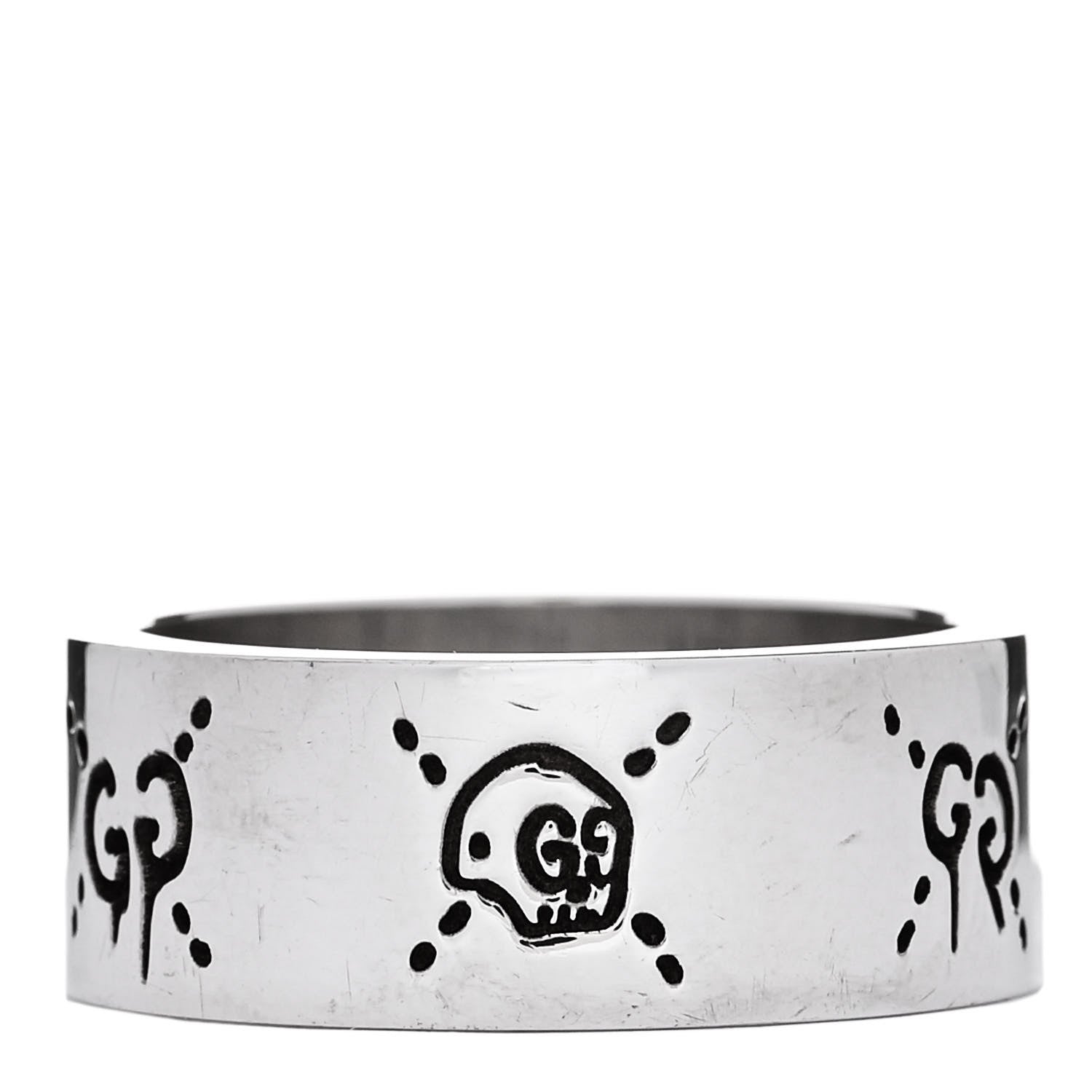 Gucci Sterling Silver GucciGhost Hamlet Skull Band Ring 63 10.5 1 of 7