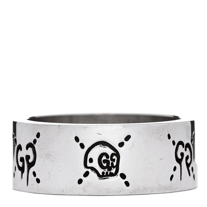 Gucci Sterling Silver GucciGhost Hamlet Skull Band Ring 63 10.5 1 of 7