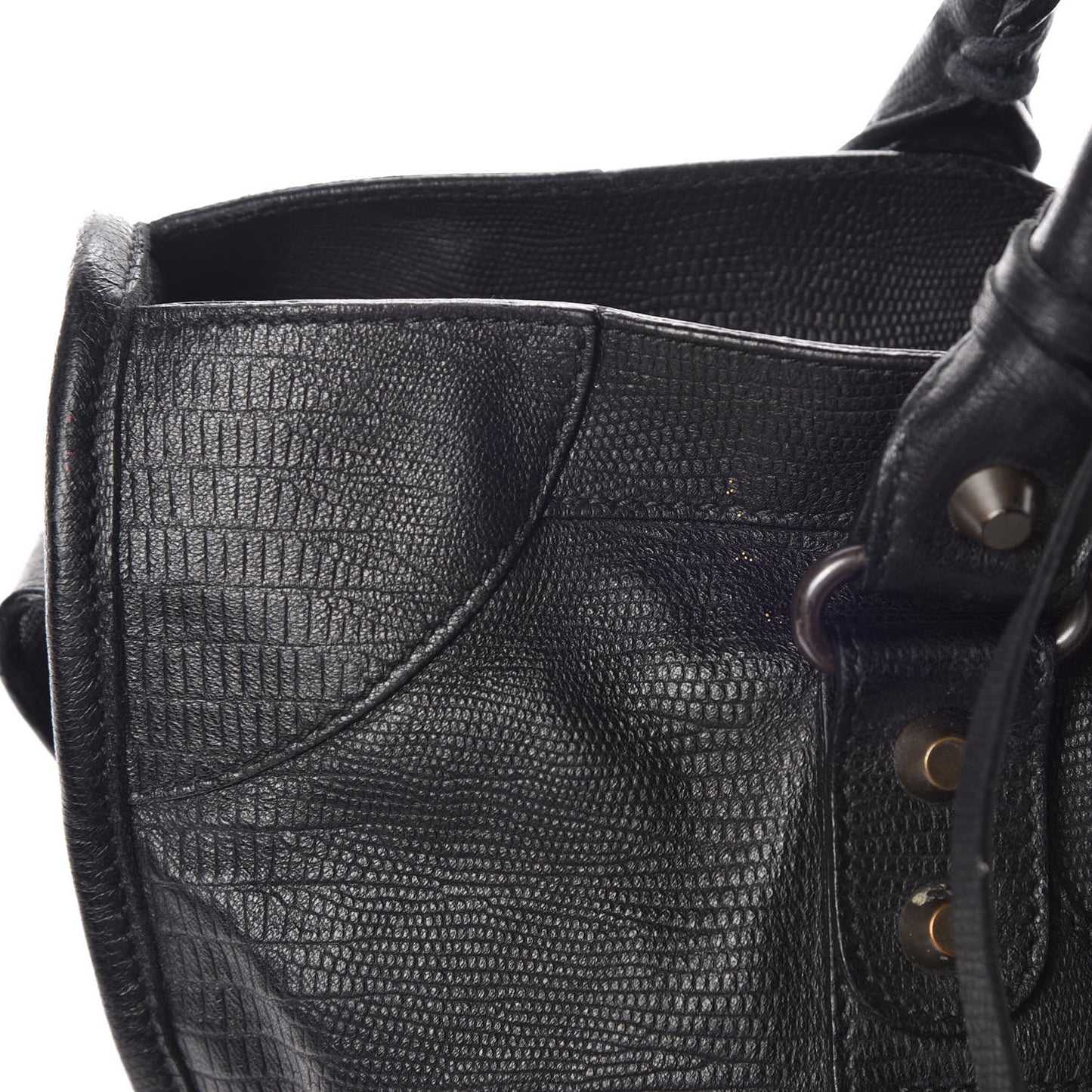 Agneau Lizard Embossed Classic Hardware City Black
