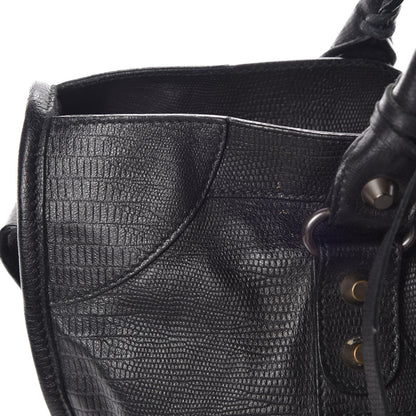 Balenciaga Agneau Lizard Embossed Classic Hardware City Black 11 of 13
