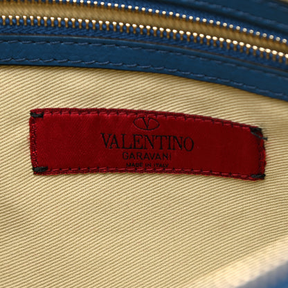 Valentino Garavani Vitello Large Rockstud Zip Wristlet Pouch Blu Delft 6 of 13
