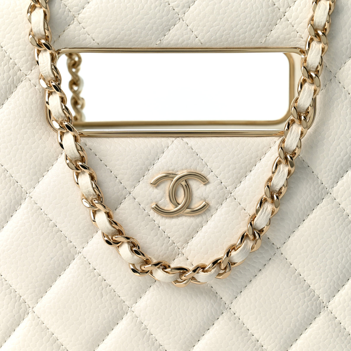 Chanel Caviar Quilted Evening Box Bag White 8 of 10