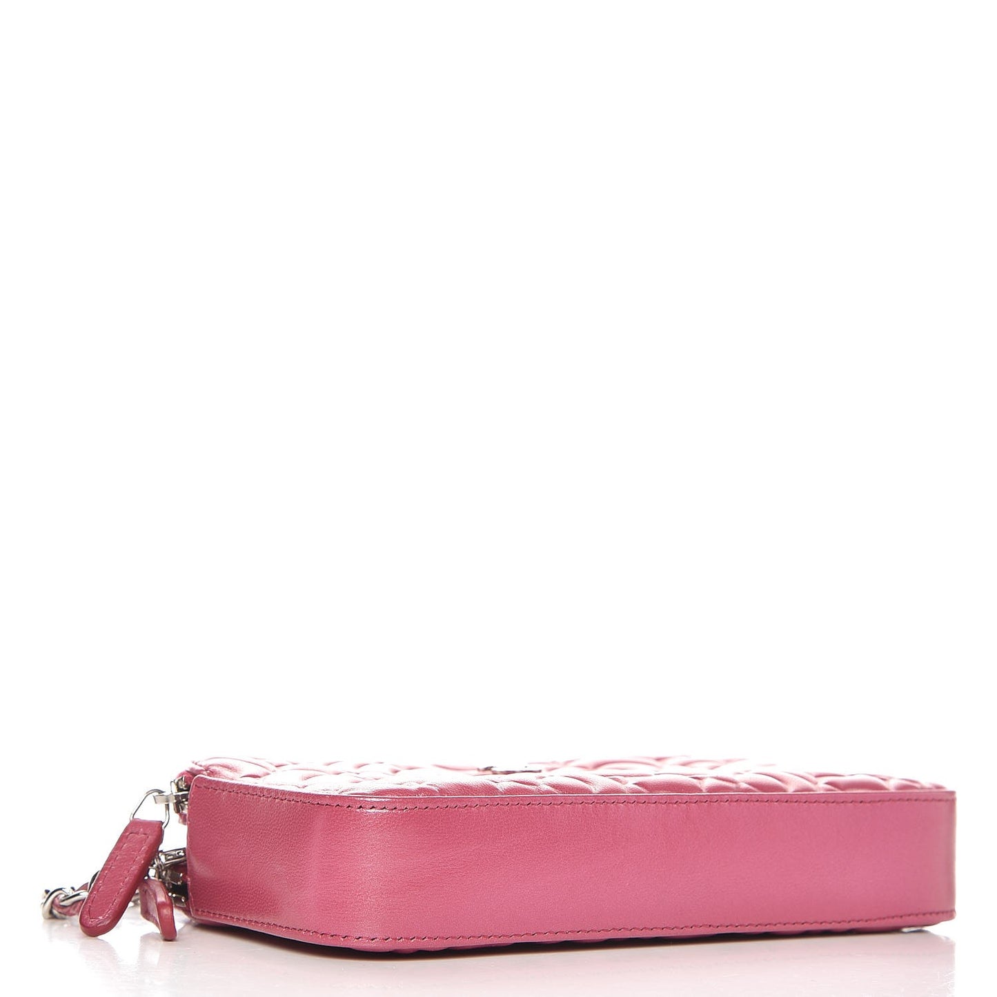 Lambskin Camellia Embossed Small Clutch With Chain Fuchsia