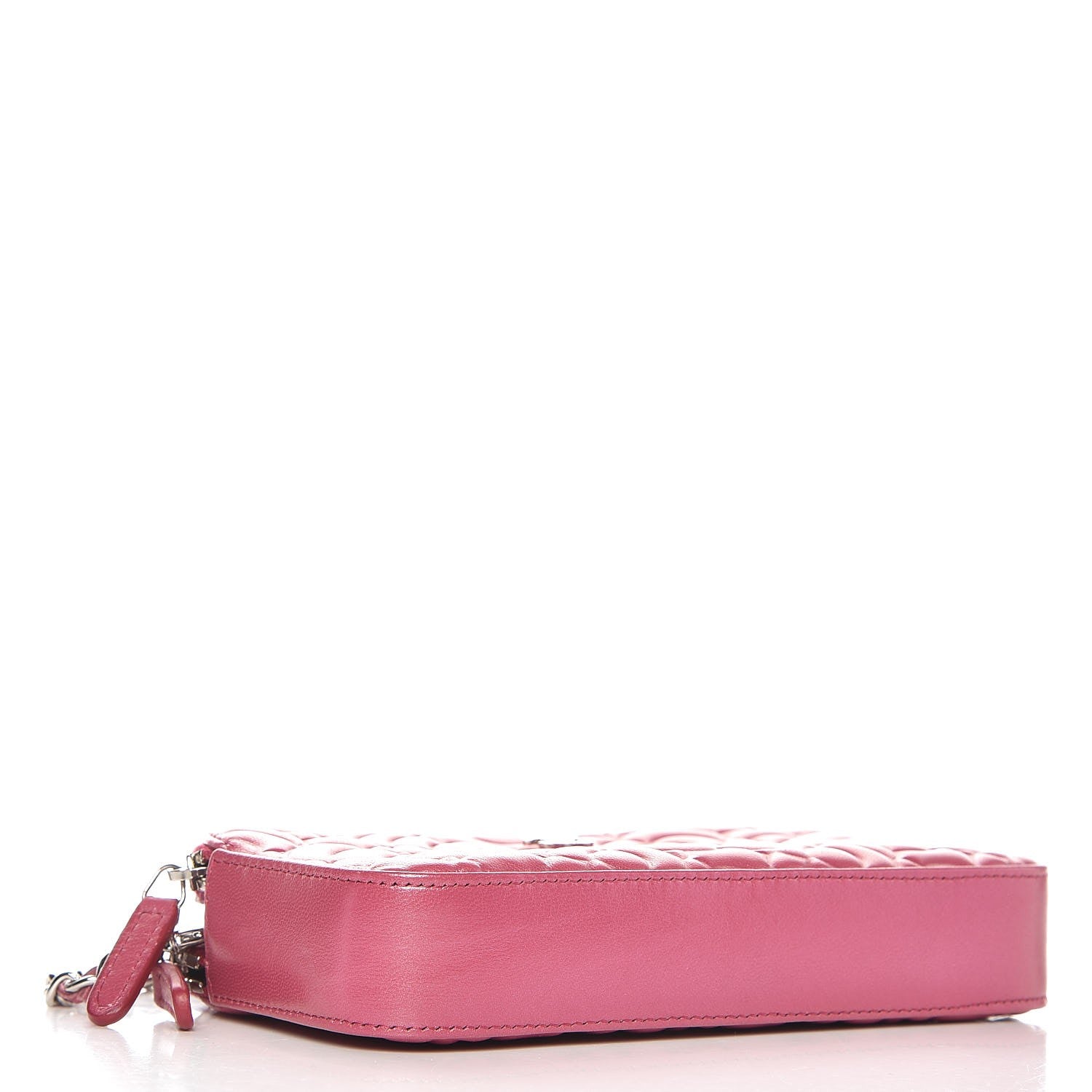 Chanel Lambskin Camellia Embossed Small Clutch With Chain Fuchsia 4 of 10