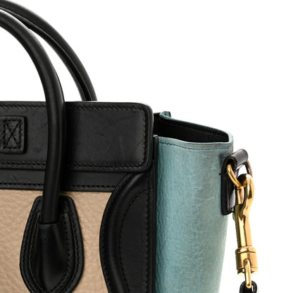 Celine Drummed Calfskin Nano Tri-Color Luggage Antarctic 12 of 15