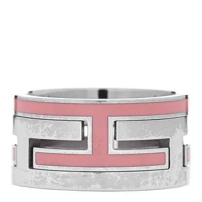 Hermes Sterling Silver Enamel Arcane Move H Ring 50 5.25 Rose 1 of 5