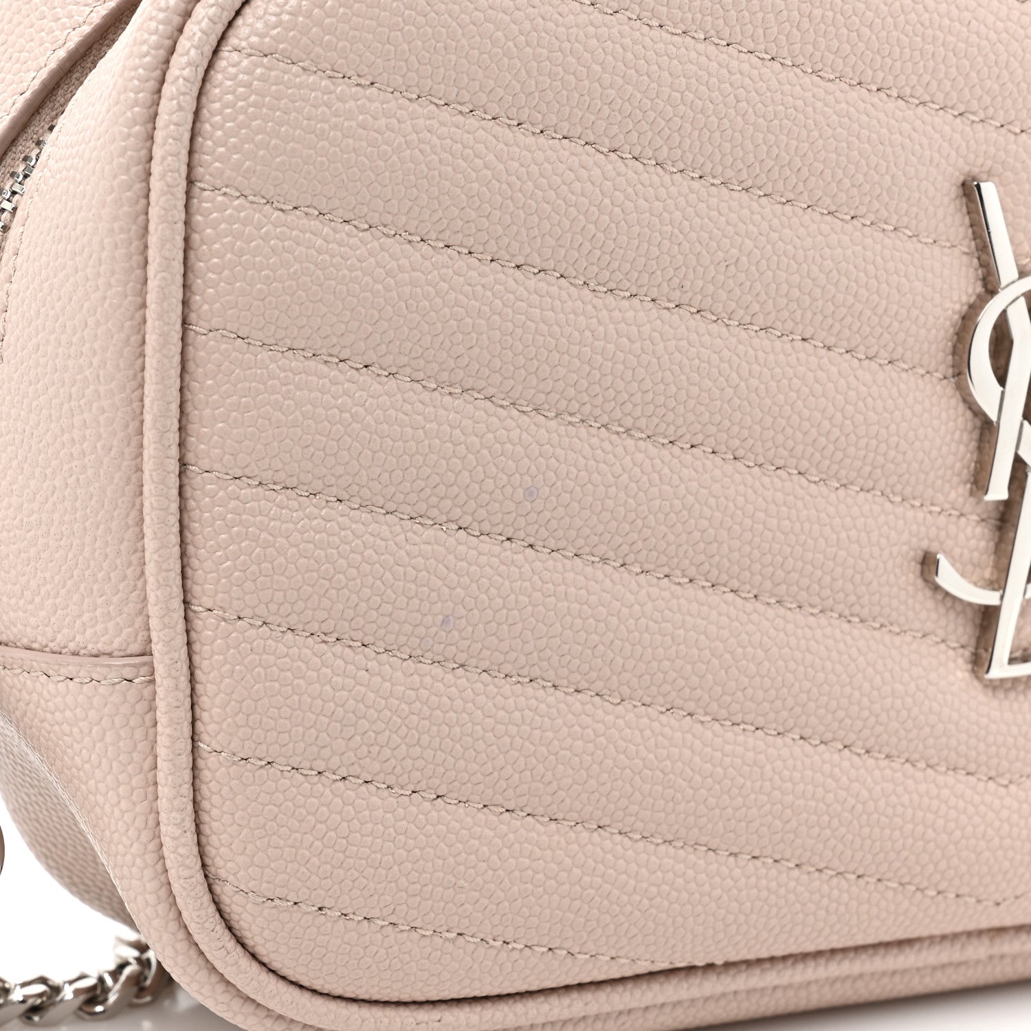 Saint Laurent Grain De Poudre Matelasse Monogram Mini Lou Camera Bag Marble Pink 10 of 14