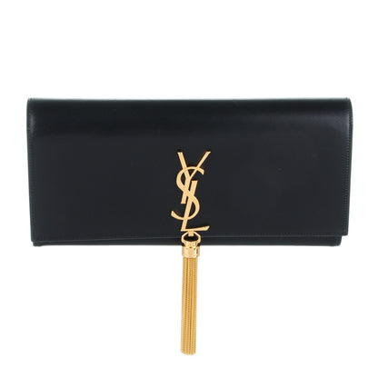 Saint Laurent Calfskin Classic Monogram Tassel Clutch Black 1 of 7