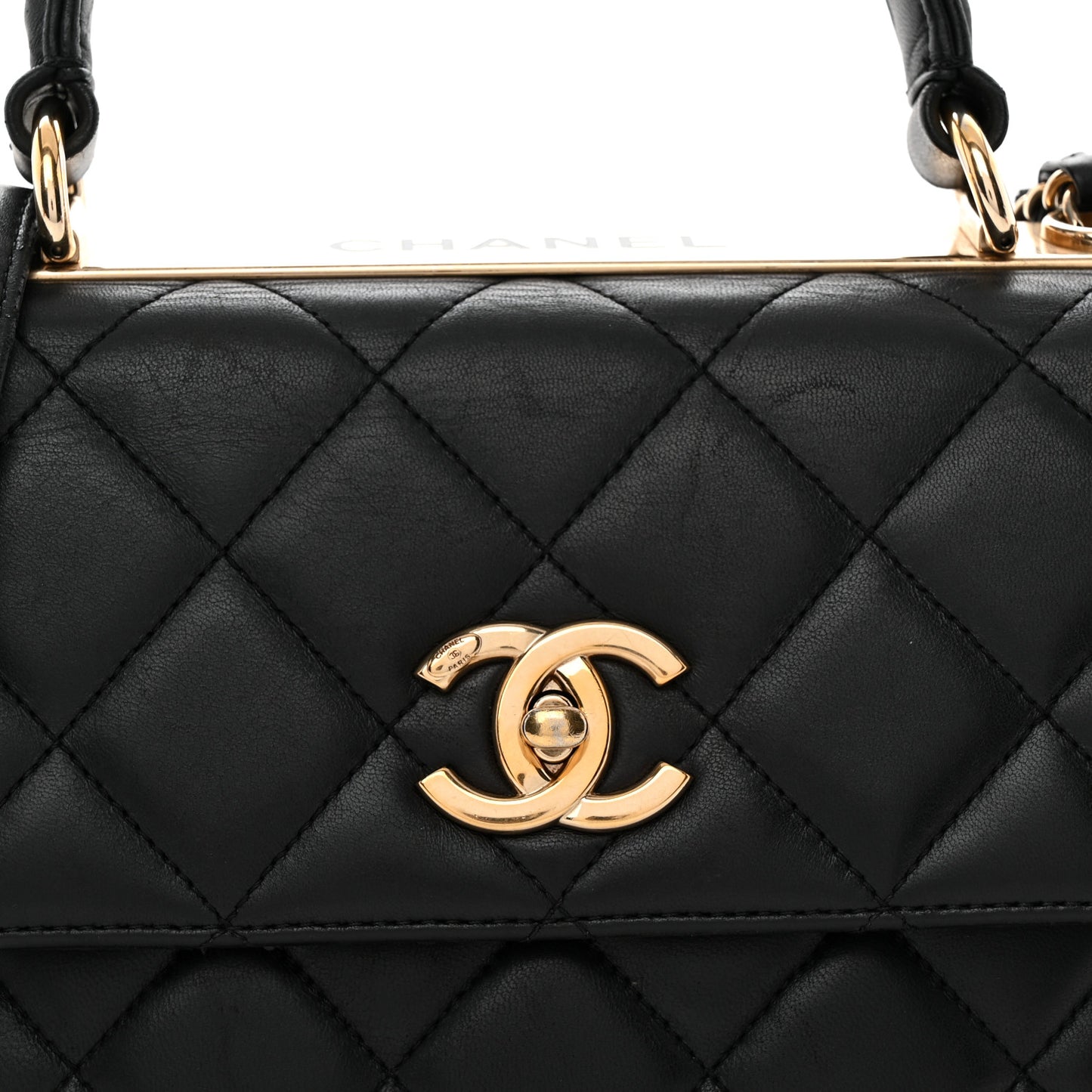 Lambskin Quilted Small Trendy CC Dual Handle Flap Bag Black
