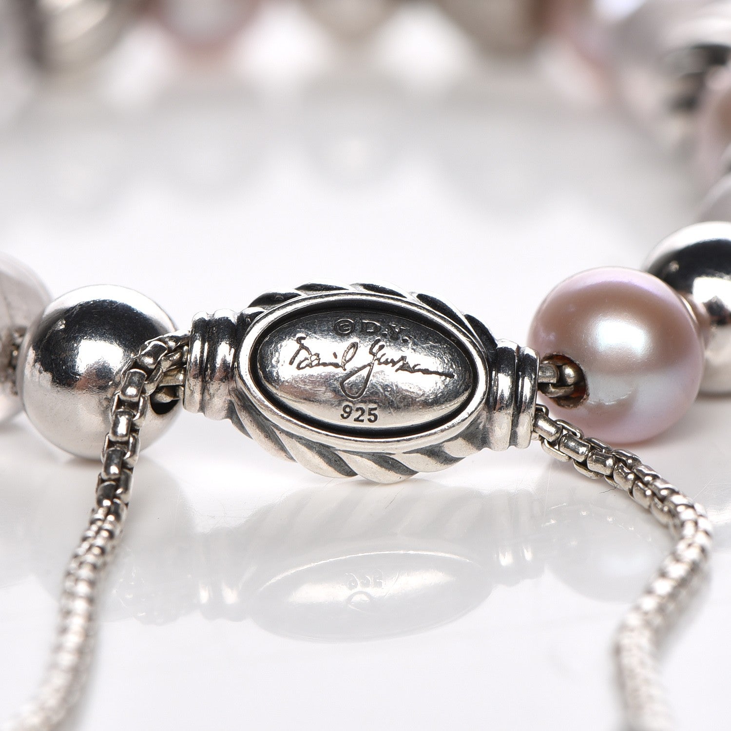 David Yurman Sterling Silver Pink Pearl Rose Quartz 8mm Spiritual Bead Bracelet 5 of 5