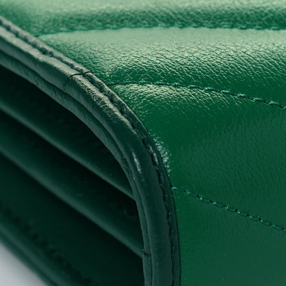 Gucci Azalea Calfskin Enamel Matelasse Diagonal Torchon GG Marmont Chain Wallet New Shamrock Emerald 8 of 10