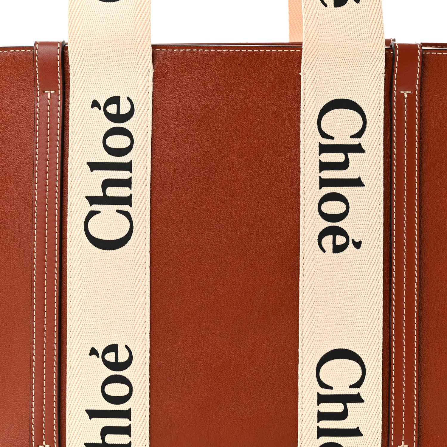 Chloe Calfskin Medium Woody Ribbon Tote Sepia Brown 8 of 10