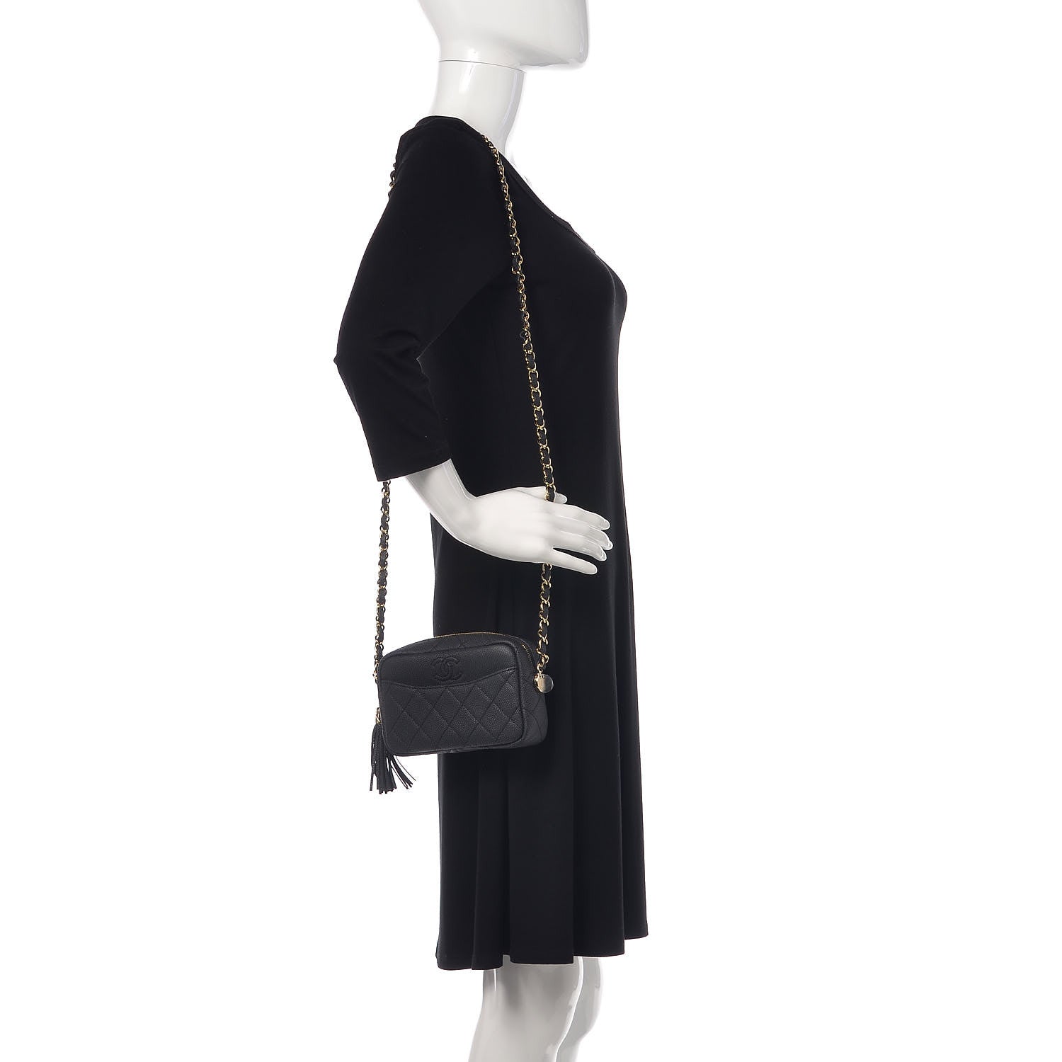Chanel Iridescent Caviar Quilted Mini Coco Tassel Camera Case Black 2 of 10