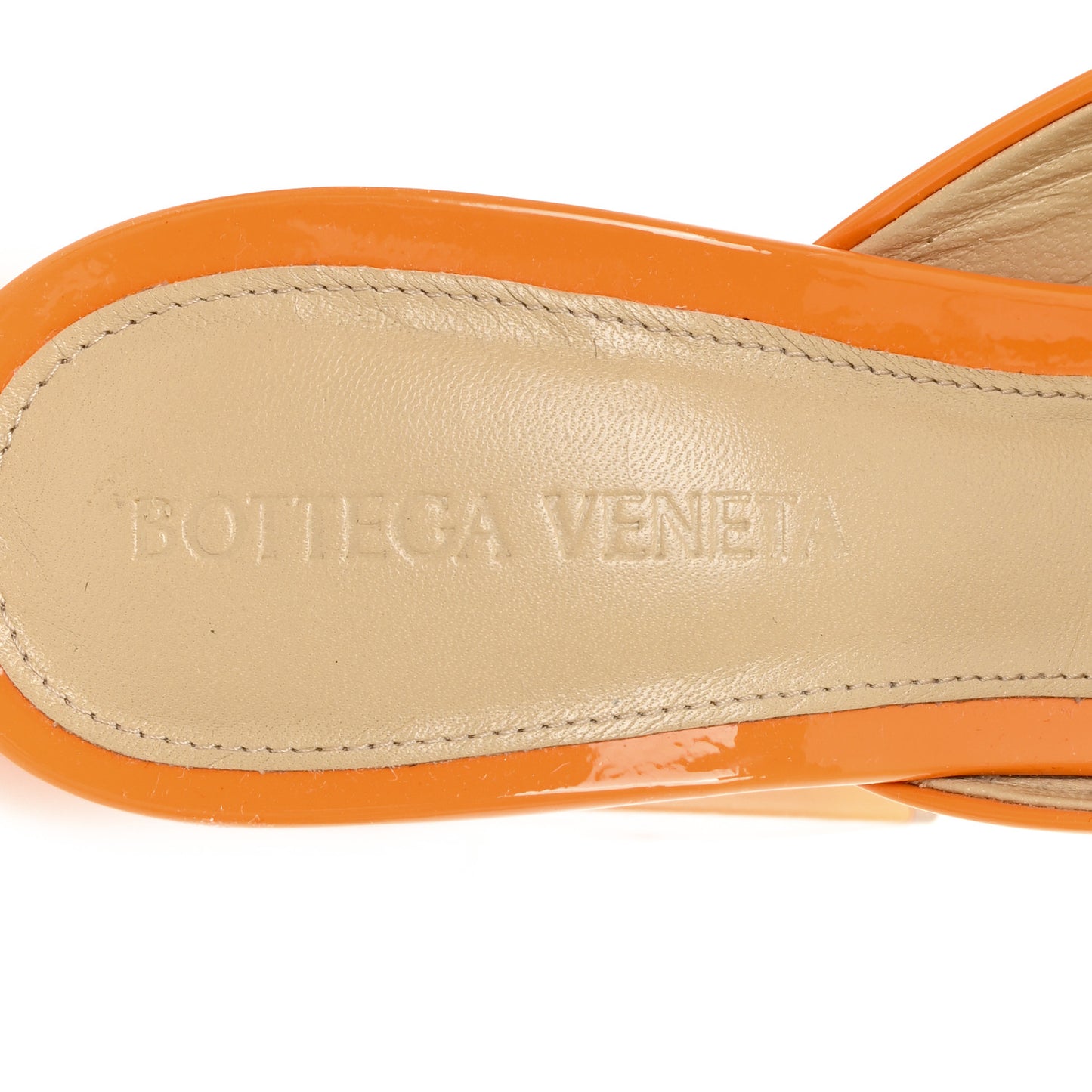 Supergloss Patent Tower 90mm Mule Pumps 36.5 Tangerine