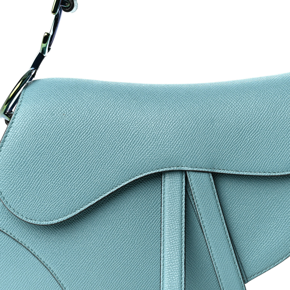Christian Dior Grained Calfskin Saddle Bag Azure Blue 8 of 10