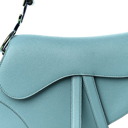 Christian Dior Grained Calfskin Saddle Bag Azure Blue 8 of 10