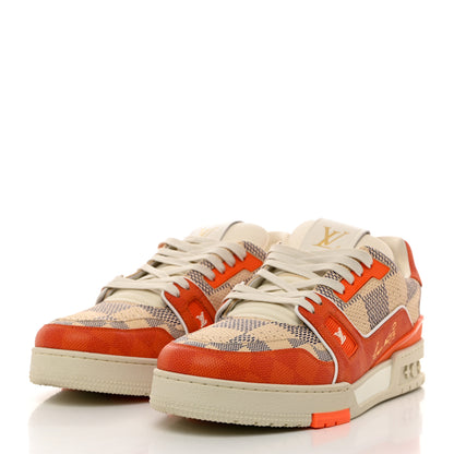 Louis Vuitton Damier Grained Calfskin Monogram Mens LV Trainer Sneakers 9 Orange 3 of 12