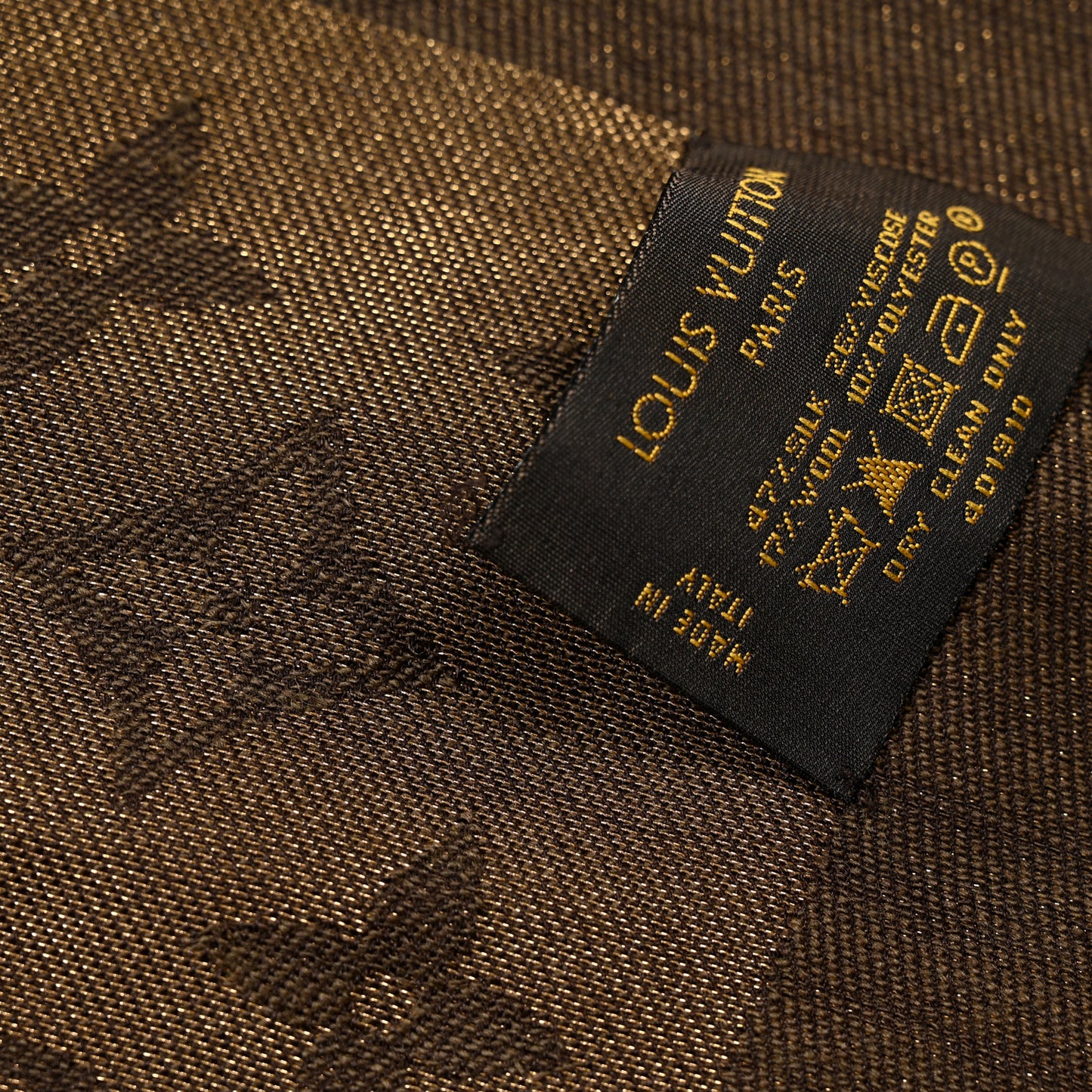 Silk Lurex Wool Monogram Shine Shawl Brown
