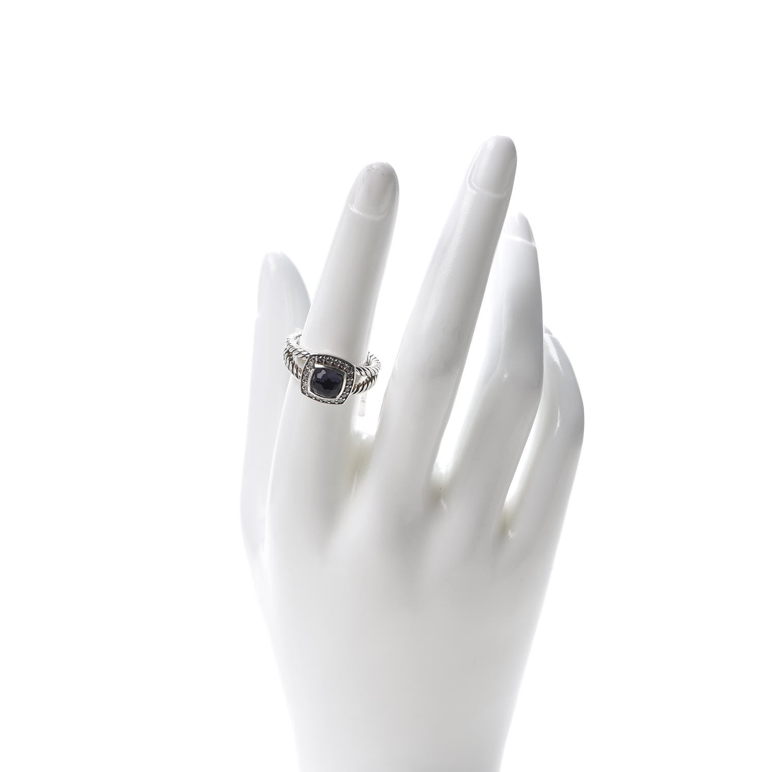 David Yurman Sterling Silver Diamond Black Orchid 7mm Petite Albion Ring 54 7 2 of 5