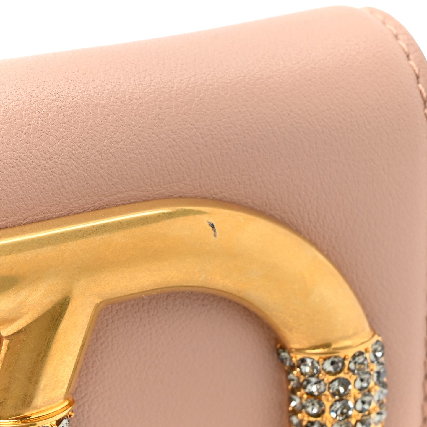 Calfskin Crystal Supervee Clutch Rose Cannelle