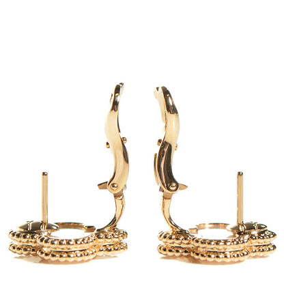 Van Cleef & Arpels 18K Yellow Gold Mother of Pearl Vintage Alhambra Earrings 4 of 7