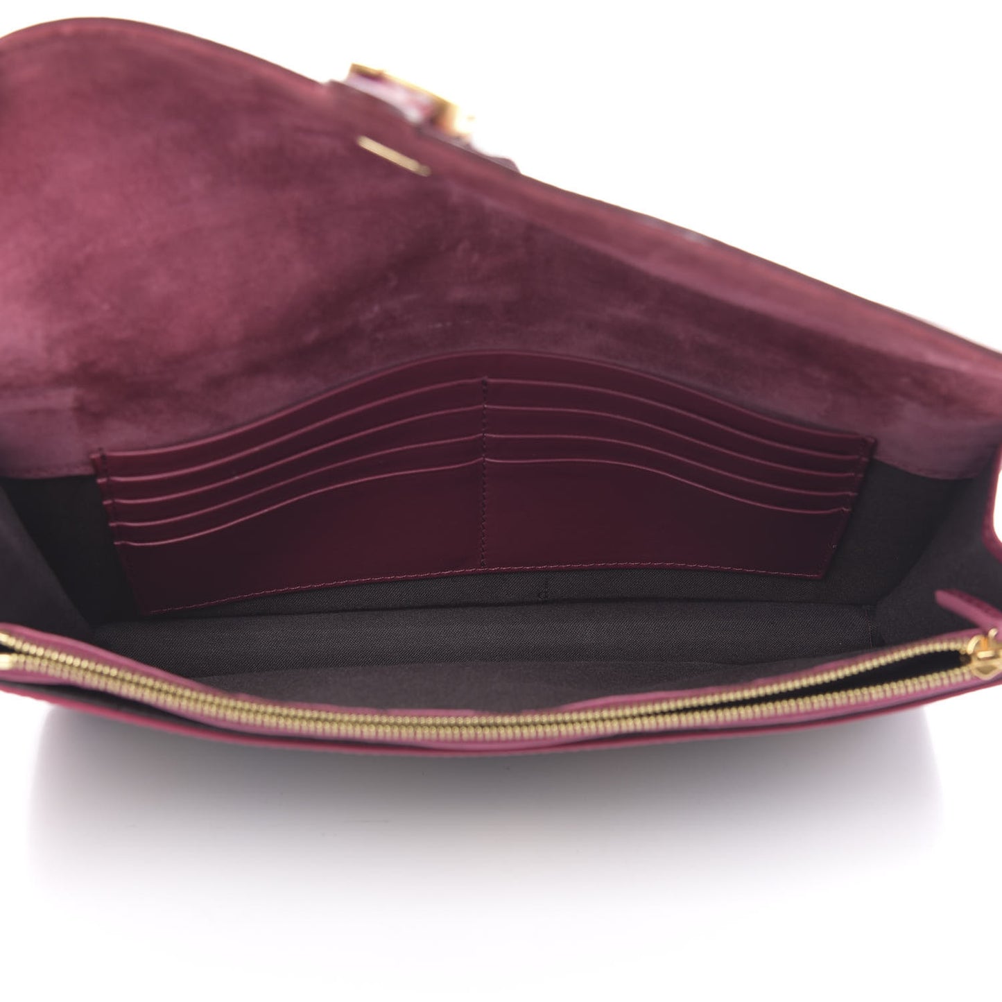 Pequin Vitello Large Chameleon Envelope Clutch Tobacco Amarena