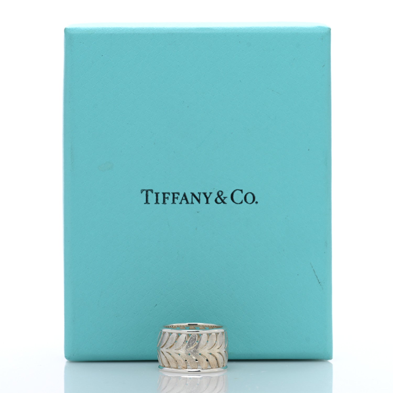 Tiffany Sterling Silver Villa Paloma Palm Band Ring 53 6.25 5 of 5