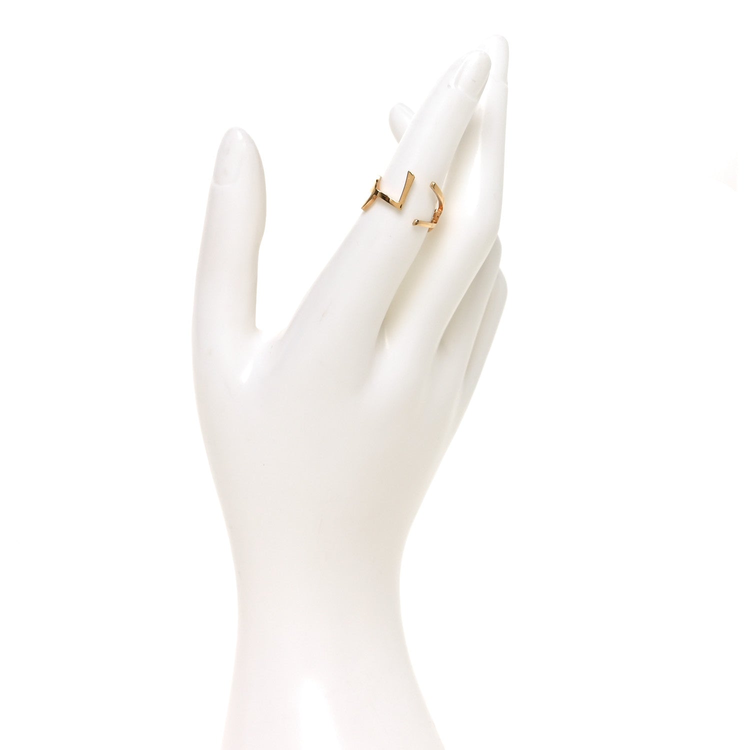 Saint Laurent Straited Brass Monogram Ring 6 Gold 2 of 5