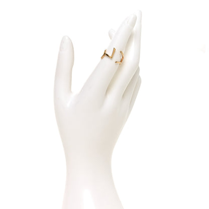 Saint Laurent Straited Brass Monogram Ring 6 Gold 2 of 5