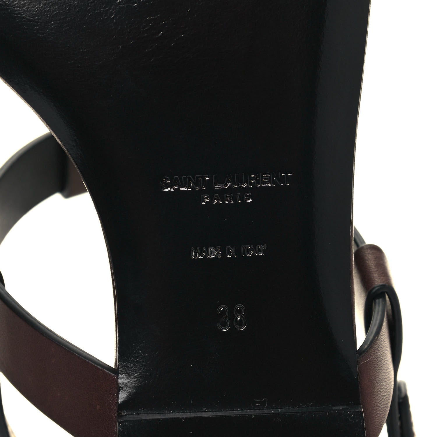 Saint Laurent Calfskin Cassandra Monogram Sandals 38 Brown 6 of 10