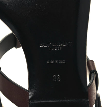 Saint Laurent Calfskin Cassandra Monogram Sandals 38 Brown 6 of 10