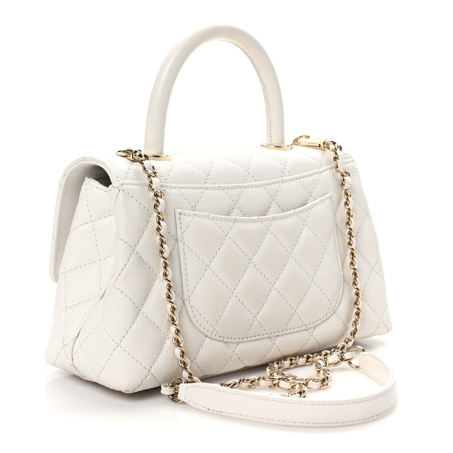 Chanel Caviar Quilted Mini Coco Handle Flap White 3 of 10