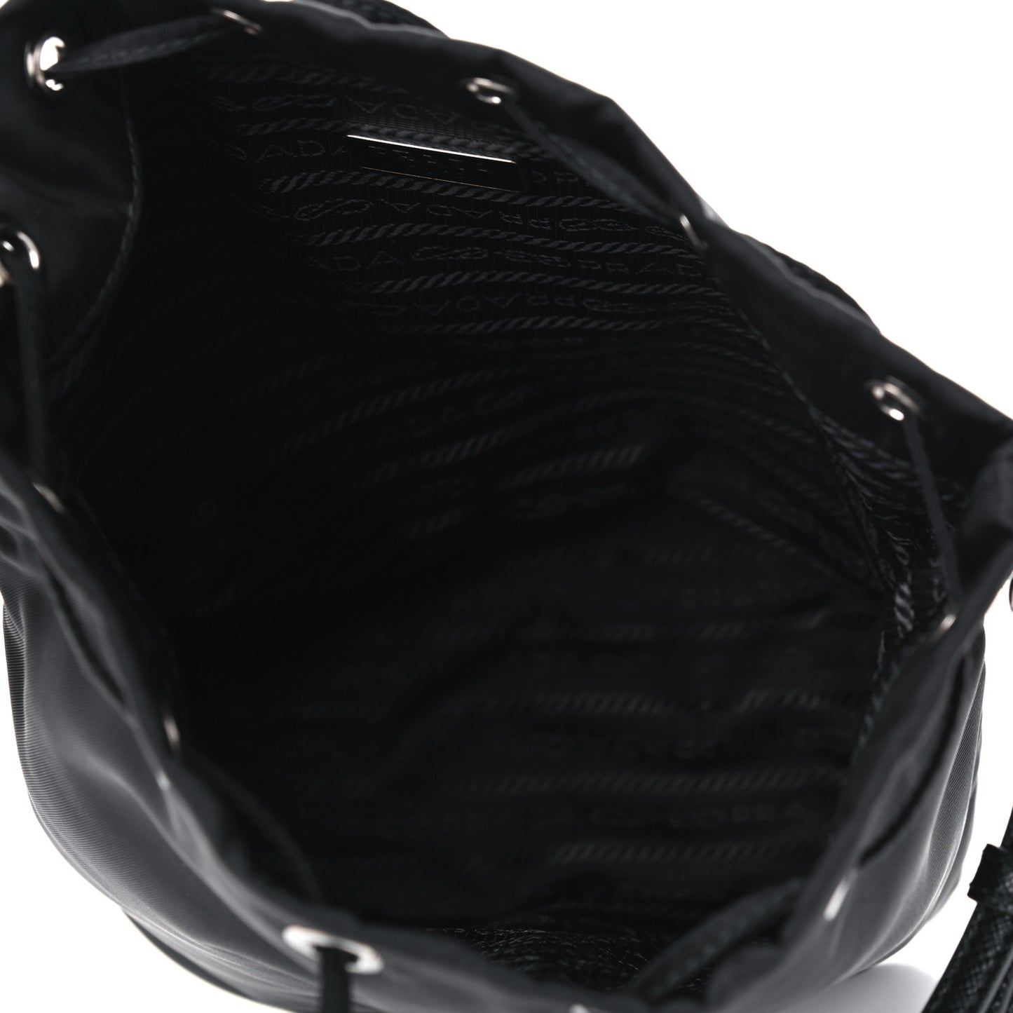 Nylon Vela Drawstring Wristlet Pouch Black