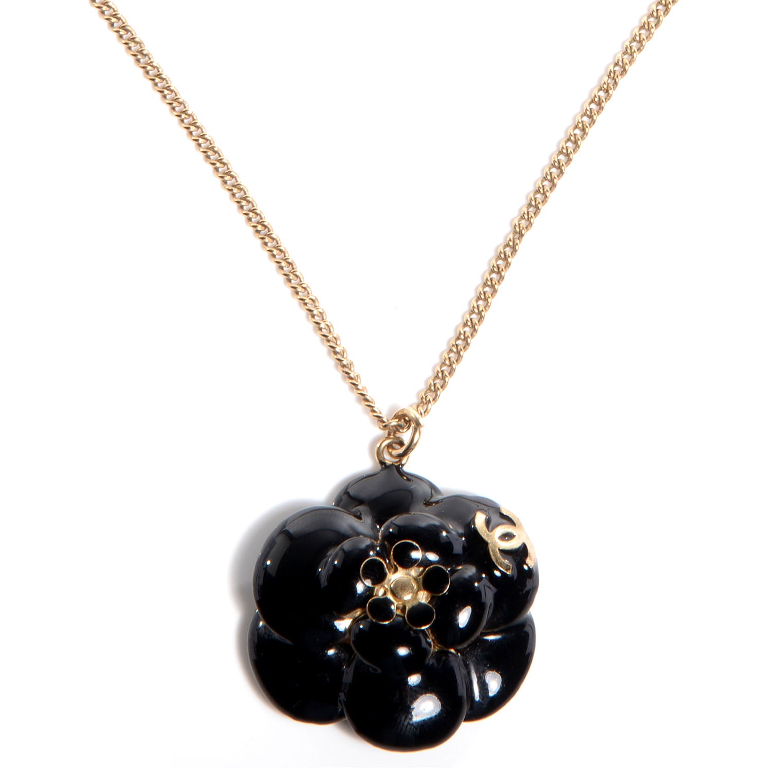 Chanel Enamel Camellia Necklace Black 1 of 6