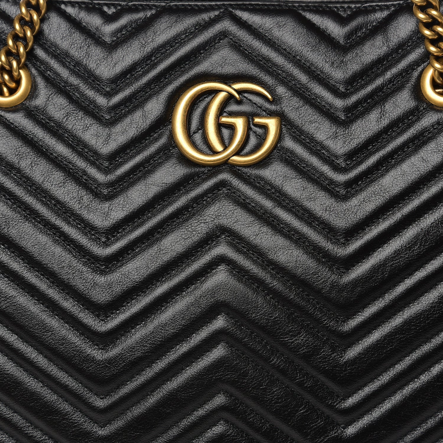 Gucci Azalea Calfskin Matelasse Large GG Marmont Slim Tote Black 7 of 10