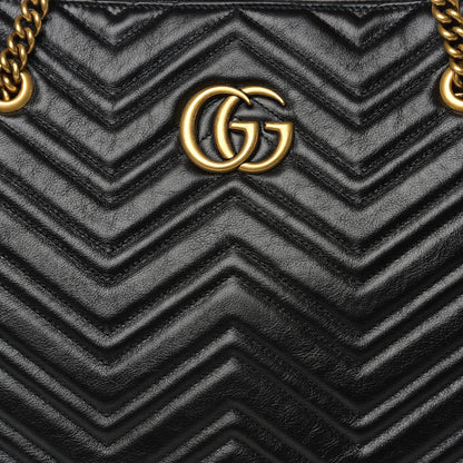 Gucci Azalea Calfskin Matelasse Large GG Marmont Slim Tote Black 7 of 10