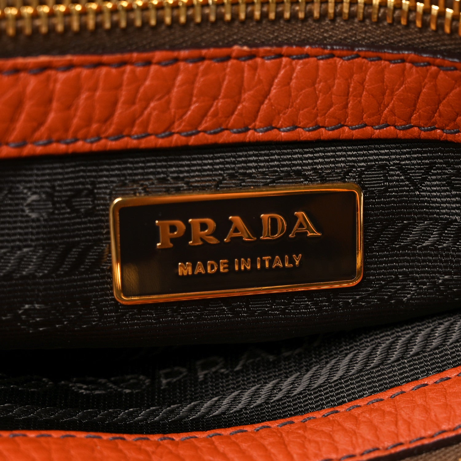 Prada Vitello Daino Buckle Satchel Orange 6 of 9