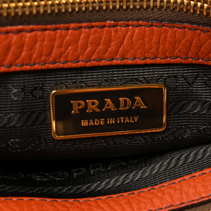 Prada Vitello Daino Buckle Satchel Orange 6 of 9