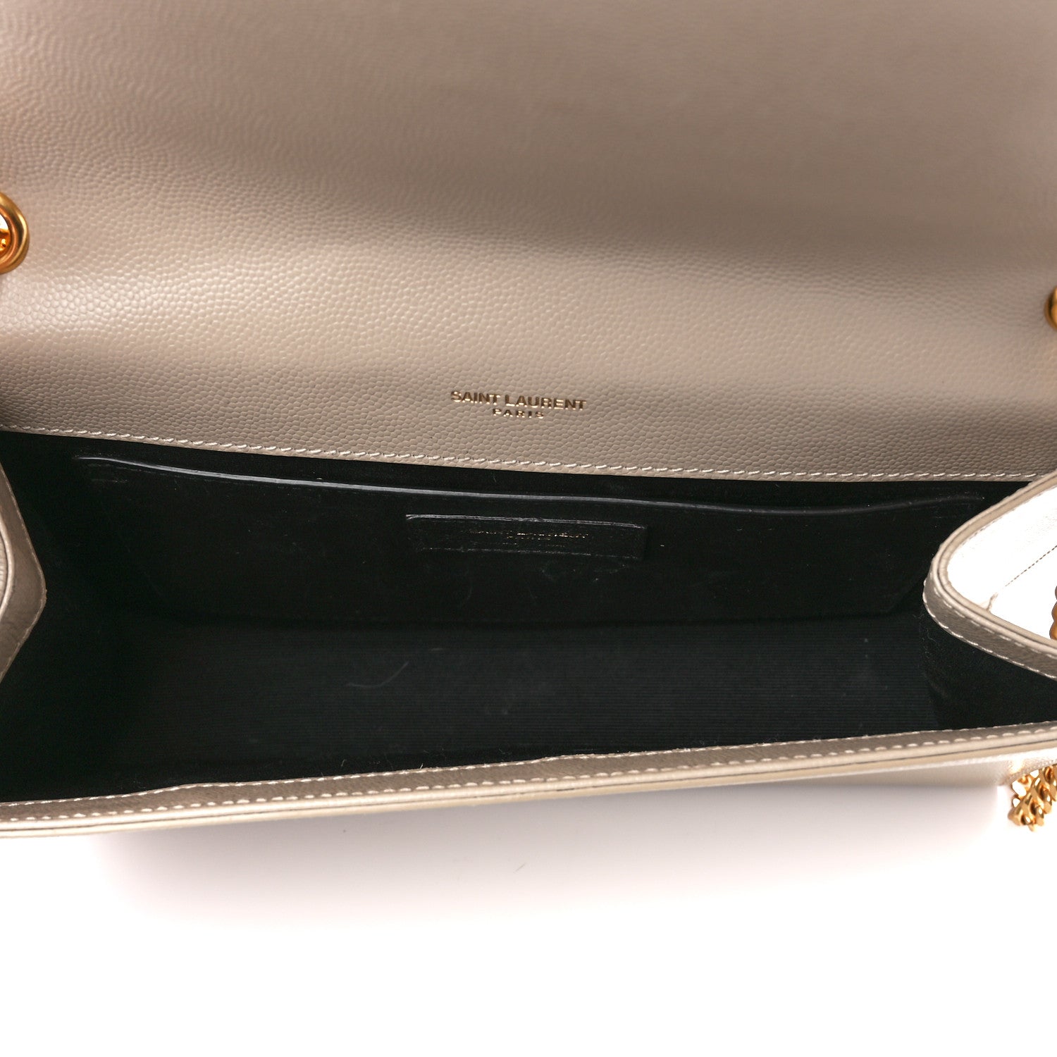 Saint Laurent Grain De Poudre Medium Monogram Kate Satchel Dark Beige 5 of 11
