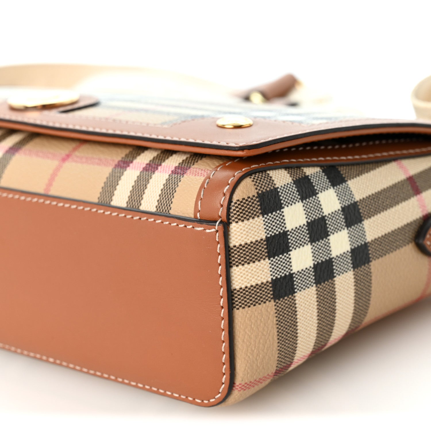 Burberry Coated Canvas Calfskin Vintage Check Small Note Crossbody Bag Briar Brown 8 of 8